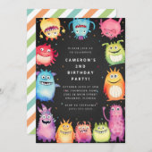 Cute Little Monster Kids Birthday Invitation 招待状 (正面/裏面)