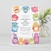 Cute Little Monster Kids Birthday Invitation 招待状 (スタンド正面)