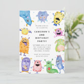 Cute Little Monster Kids Birthday Invitation 招待状 (スタンド正面)