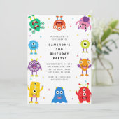 Cute Little Monster Kids Birthday Invitation 招待状 (スタンド正面)
