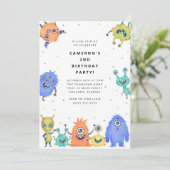 Cute Little Monster Kids Birthday Invitation 招待状 (スタンド正面)