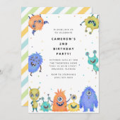 Cute Little Monster Kids Birthday Invitation 招待状 (正面/裏面)