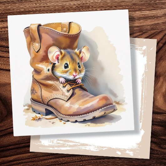 Cute Little Mouse in a Boot カード