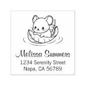 Cute Little Mouse Leaf Boat Address セルフインキングスタンプ (デザイン)