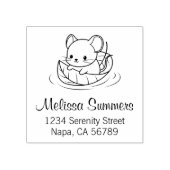 Cute Little Mouse Leaf Boat Address ラバースタンプ (インプリント)