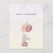 Cute Little Mouse With Pink Balloons Invitation ポストカード (正面)