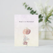 Cute Little Mouse With Pink Balloons Invitation ポストカード (スタンド正面)