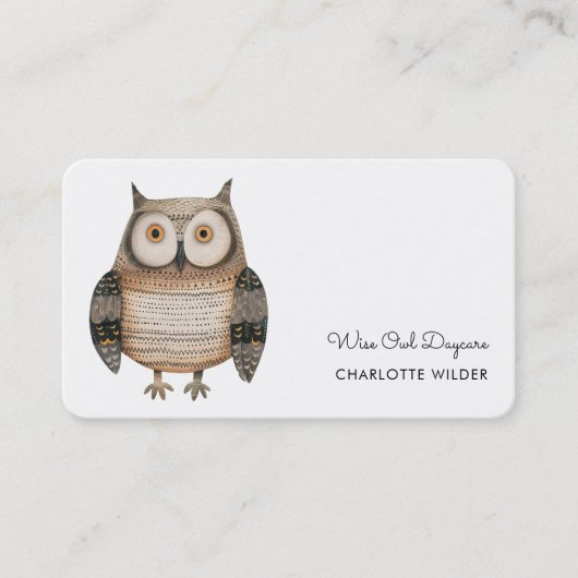Cute Little Owl Daycare Business Card 名刺 (正面)