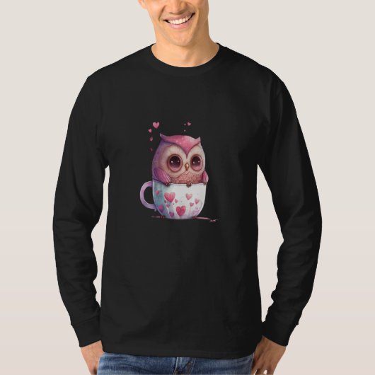 Cute Little Owl Valetines Animal Love  20 Tシャツ (正面)