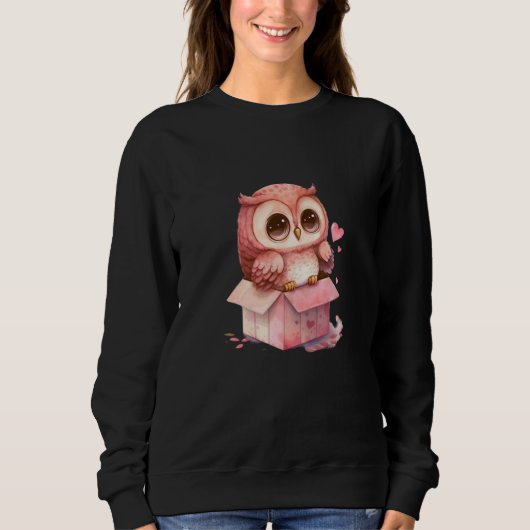 Cute Little Owl Valetines Animal Love  25 スウェットシャツ (正面)