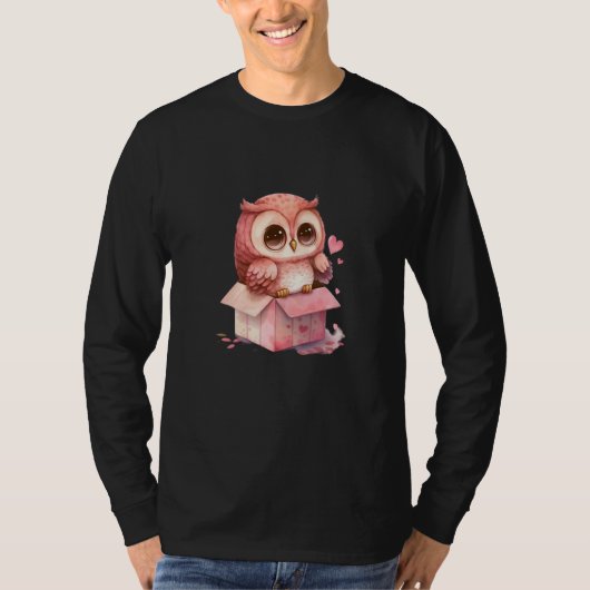 Cute Little Owl Valetines Animal Love  25 Tシャツ (正面)