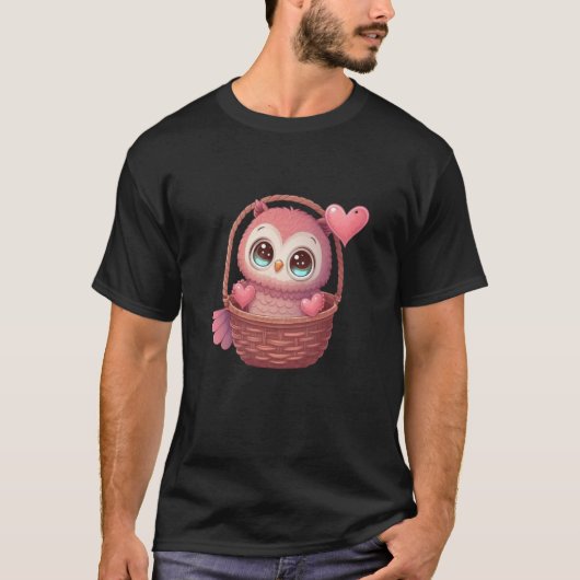 Cute Little Owl Valetines Animal Love  4 Tシャツ (正面)