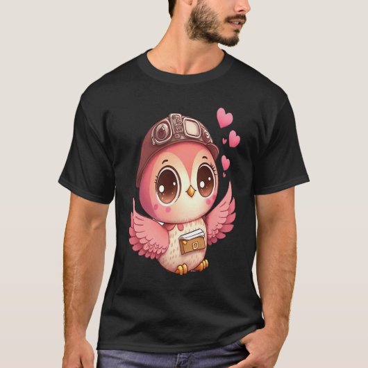 Cute Little Owl Valetines Animal Love  8 Tシャツ (正面)