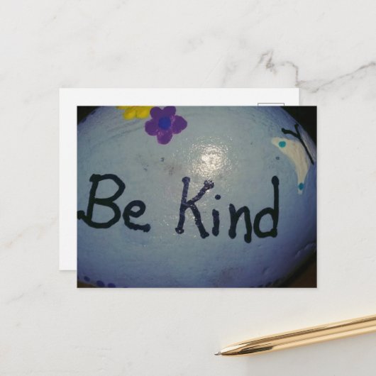 Cute Little Painted Rock Be Kind ポストカード (正面/裏面インサイチュ)