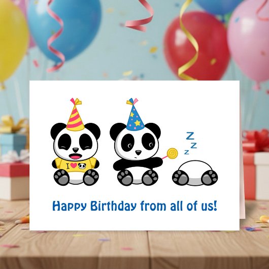 Cute Little Pandas on White Birthday from All カード