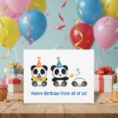 Cute Little Pandas on White Birthday from All ポストカード