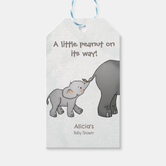 Cute Little Peanut On its Way Baby Shower ギフトタグ (正面)