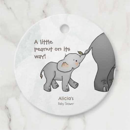 Cute Little Peanut On its Way Baby Shower フェイバータグ (正面)