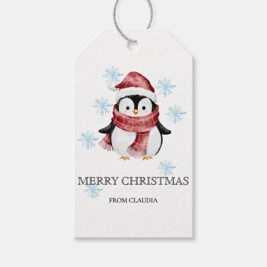 Cute Little Penguin Personalized Christmas Gift  ギフトタグ (正面)
