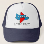 Cute little pilot airplane trucker hat for kids キャップ<br><div class="desc">Cute little pilot airplane trucker hat for kids. Funny aviation theme gift idea for boys. Plane illustration. Vector airliner aircraft design for children. Personalizable with name or text like; captain,  pilot,  name etc Fun gift idea for birthday party. Make one for son,  grandson,  grandchild,  brother etc.</div>