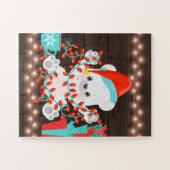 Cute Little Polar Bear with Christmas Lights ジグソーパズル (横)