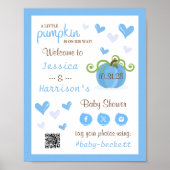 Cute Little Pumpkin Baby Shower Welcome Sign ポスター (正面)