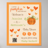 Cute Little Pumpkin Baby Shower Welcome Sign  ポスター (正面)