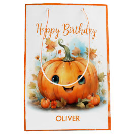 Cute Little Pumpkin Birthday ミディアムペーパーバッグ