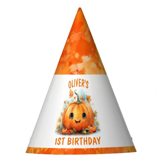 Cute Little Pumpkin Birthday Party パーティーハット (正面)