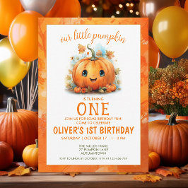 Cute Little Pumpkin Birthday Party Invitation 招待状
