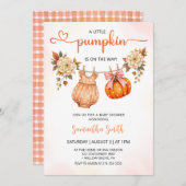 Cute Little Pumpkin Fall Autumn Baby Shower 招待状 (正面/裏面)