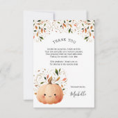 Cute Little Pumpkin on the Way Fall Baby Shower サンキューカード (正面)