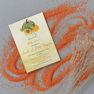 Cute Little Pumpkin Sunflowers Orange Baby Shower ポストカード
