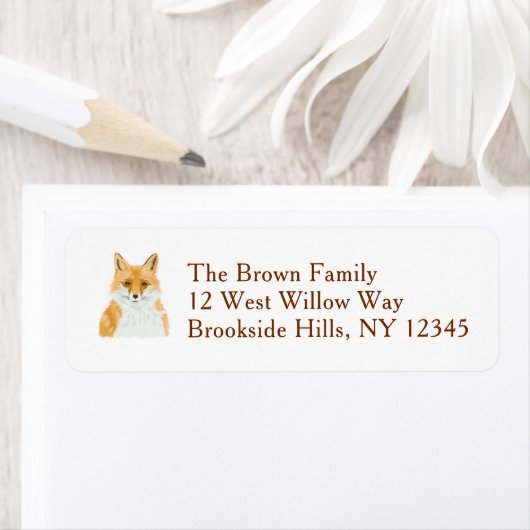 Cute Little Red Fox - custom return address label. ラベル (インサイチュ)