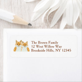 Cute Little Red Fox - custom return address label. ラベル