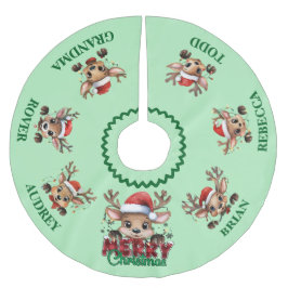 Cute Little Reindeer Christmas Tree Skirt ブラッシュドポリエステルツリースカート