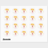 Cute little rollerskater girl personalized sticker ラウンドシール (シート)
