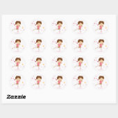 Cute little rollerskater girl personalized sticker ラウンドシール (シート)