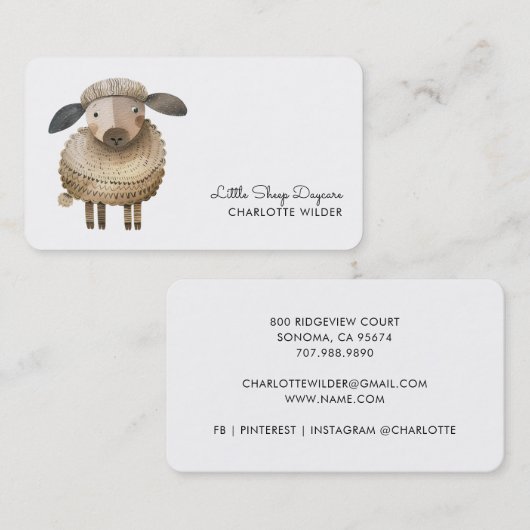 Cute Little Sheep Daycare Business Card 名刺 (正面/裏面)