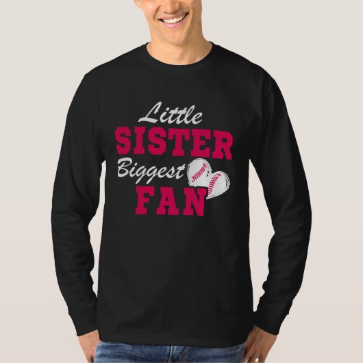 Cute Little Sister Biggest Fan Baseball Sister Bas Tシャツ (正面)