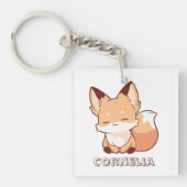 Cute Little Smiling Fox Personalized Name  キーホルダー (正面)