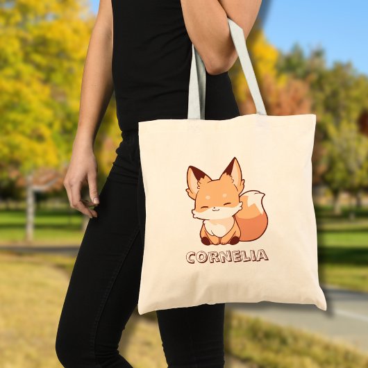 Cute Little Smiling Fox Personalized Name  トートバッグ