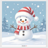 Cute little snowman with scarf & hat シール (シート)