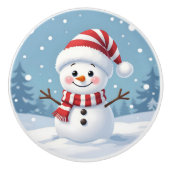 Cute little snowman with scarf & hat セラミックノブ (正面)
