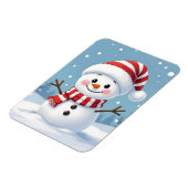 Cute little snowman with scarf & hat マグネット (左側)