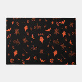 Cute Little Spooky Ghost Black Orange Halloween ドアマット (正面)