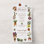 Cute Little Sprout Baby Shower and Diaper Raffle オールインワン招待状 (内側)