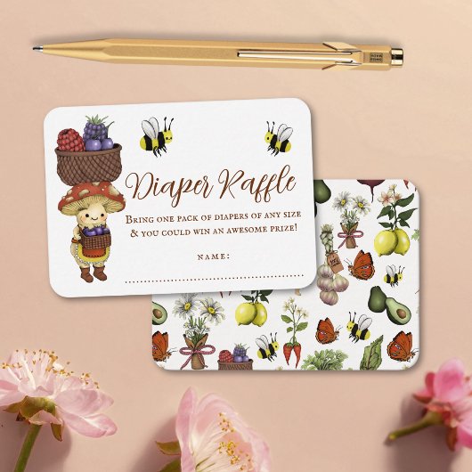 Cute Little Sprout Baby Shower Diaper Raffle エンクロージャーカード