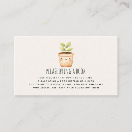 Cute Little Sprout Book Request Baby Shower エンクロージャーカード (正面)