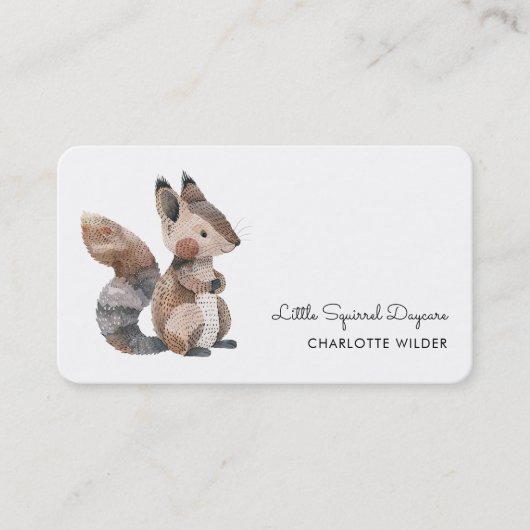 Cute Little Squirrel Daycare Business Card 名刺 (正面)